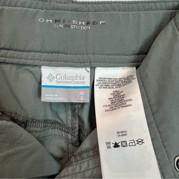 Columbia Women's 16 Omni Shade Cargo Hiking Outdoor Khaki Green Shorts - Picture 4 of 8